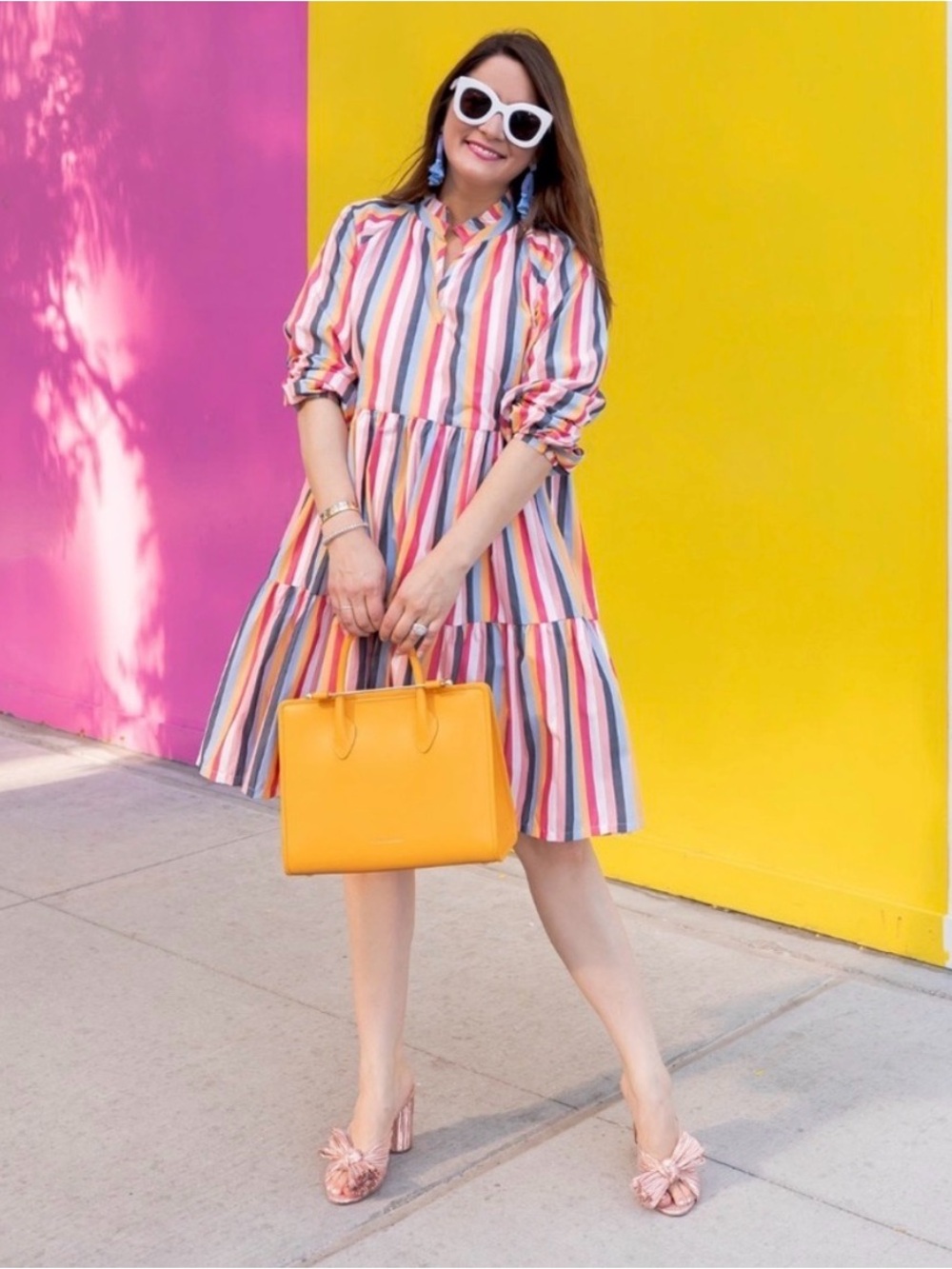 J. Crew Tiered Popover Stripes Poplin Boho Dress L